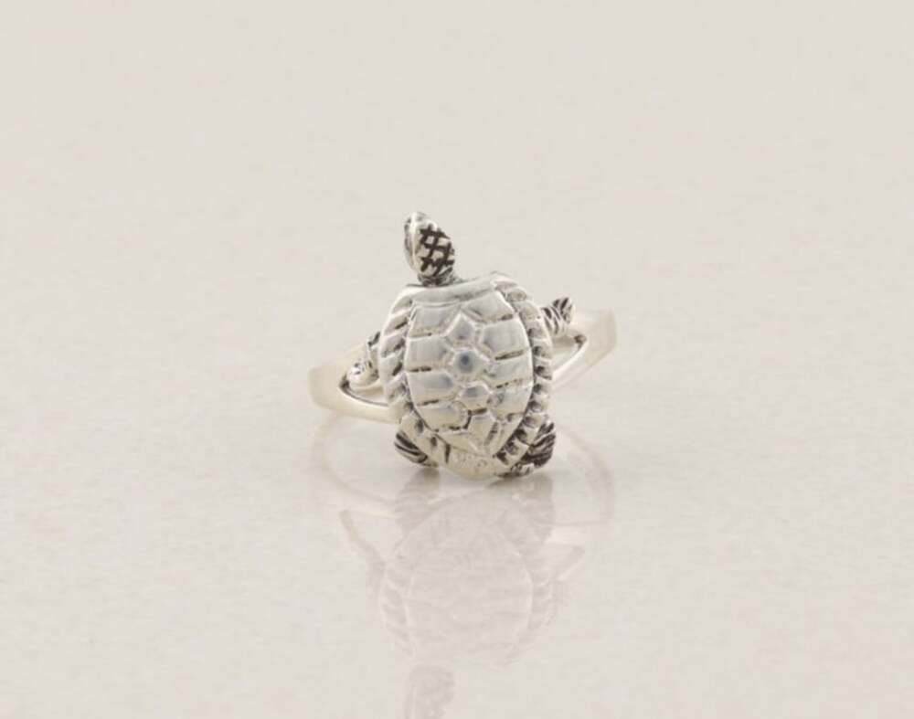 Sterling Silver Articulated Turtle Ring, Moving Head & Legs Size 8 1/4